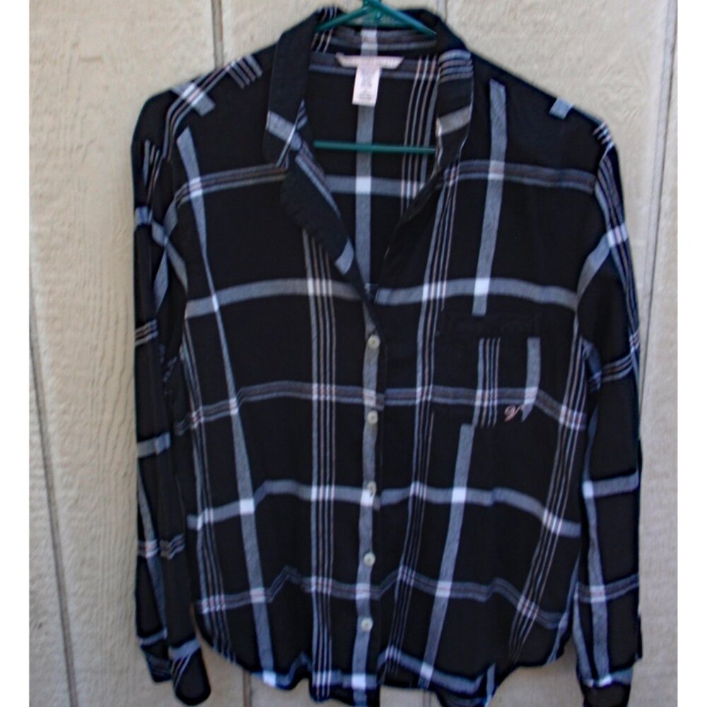 Victorias Secret Plaid LS Shirt Medium